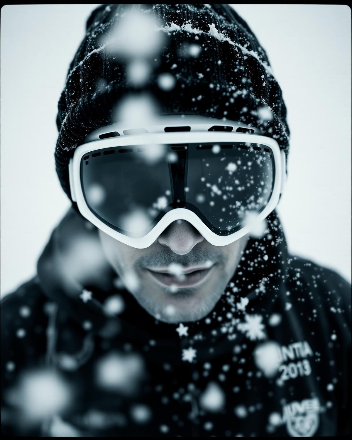 Snowboarder in the whiteout